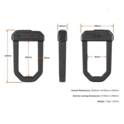 Antivol Hiplok D1000 noir en forme de U vu de face