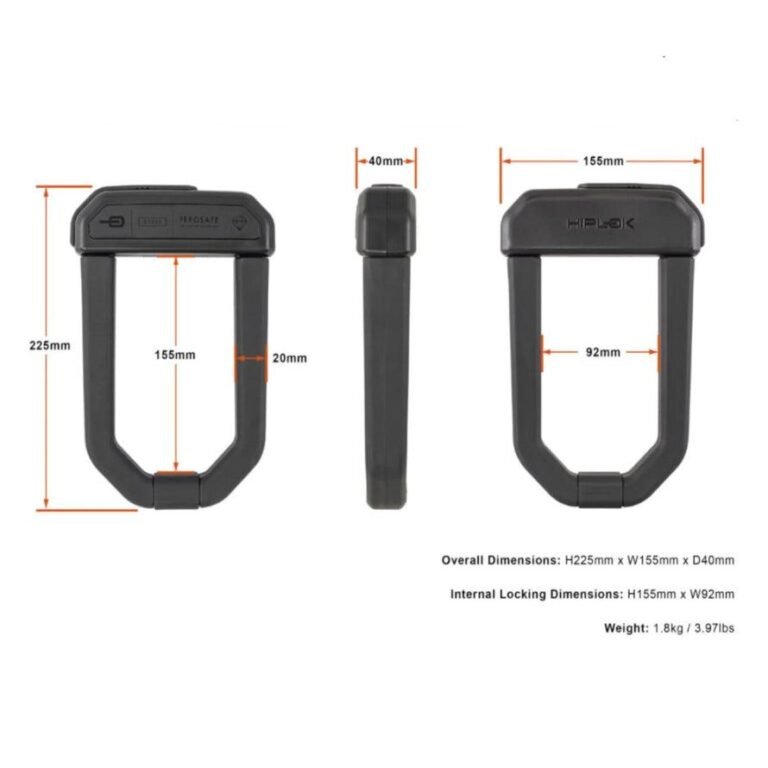 Antivol Hiplok D1000 noir en forme de U vu de face