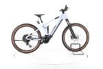 Cube Stereo Hybrid 120 Pro flashgrey orange sur sentier forestier