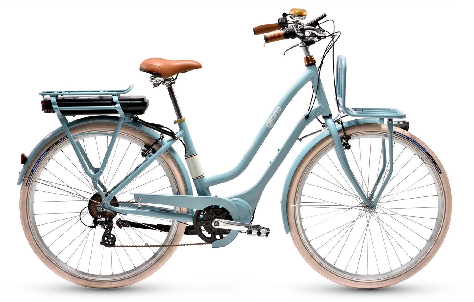 Gitane E-Classic Le Vélo Électrique Vintage le Plus Élégant Vélo électrique Gitane E-Classic porte-bagages avant style facteur années 70