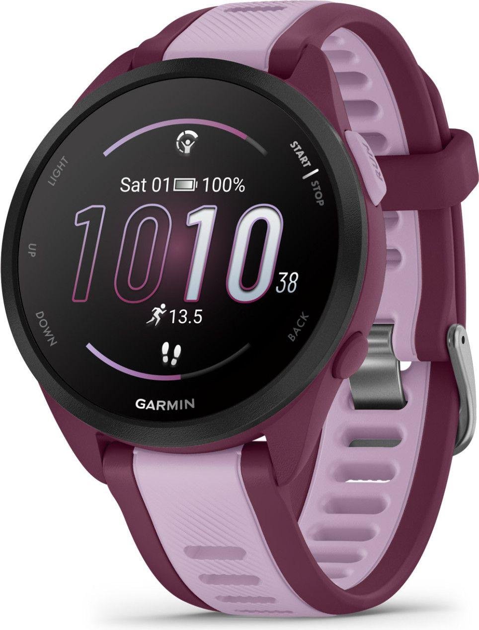 Montre running Garmin Forerunner 165 Music avec design moderne Rouge Berry Garmin Forerunner 165 Music Rouge Berry avec affichage sportif actif