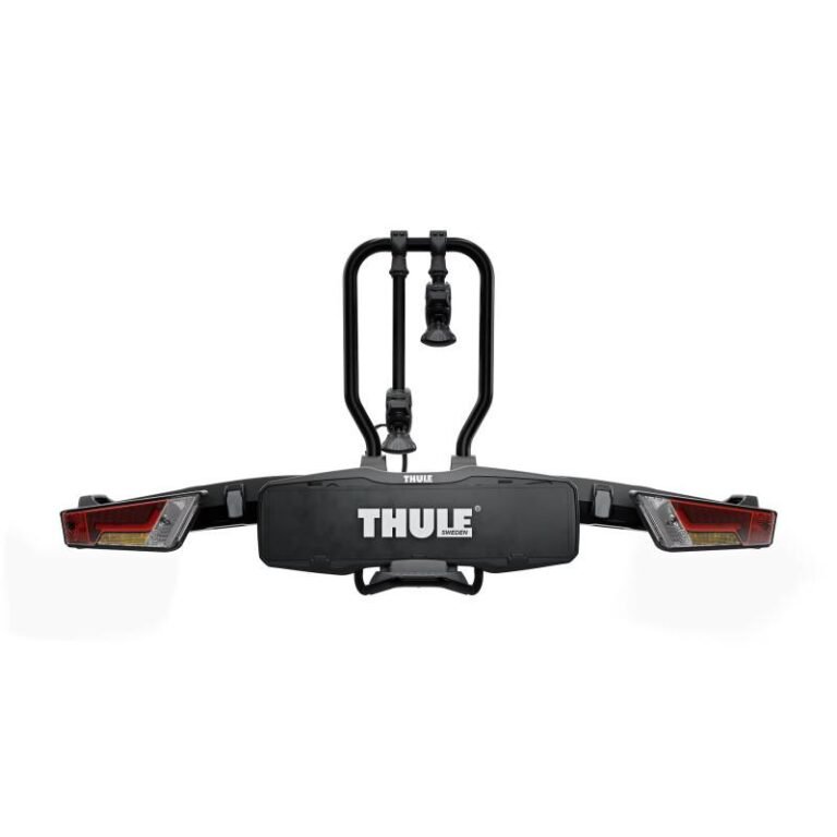 Thule EasyFold XT 2 installé sur attelage avec deux vélos