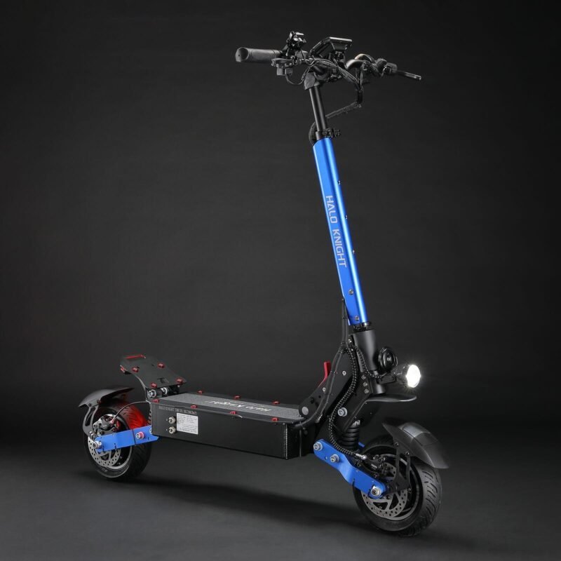 Trottinette électrique Halo Knight T108 noire et bleue avec double moteur 2400W